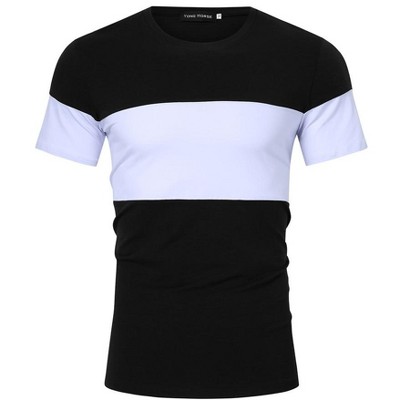 YESFASHION Men's Color Block T Shirts Round Neck Short Sleeve Summer Tee Tops
