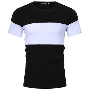 YESFASHION Men's Color Block T Shirts Round Neck Short Sleeve Summer Tee Tops - 1 of 4