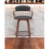 HomeRoots 30" Black And Wood Brown Faux Leather Swivel Low Back Bar Height Bar Chair - 2 of 4