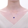 14k Yellow Gold Plated with Radiant Cut Blue Sapphire Cubic Zirconia Solitaire Enamel Halo Petite Pendant Necklace - 2 of 3