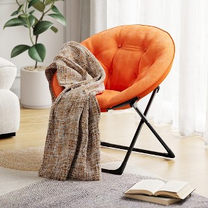 Saucer Chair, Faux Fur Circle Chair, Foldable Lounge Chair for Adults, Teens & Kids, Folding Moon/Mushroom/Round Style Comfy Accent Seat for Bedroom - 1 of 4