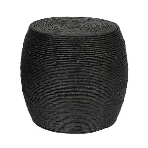 Storied Home Round Rope Barrel Side Table Black - 1 of 4