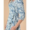 Allegra K Women's 3/4 Sleeves V Neck Ruffle Hem Floral Dress - 3 of 4