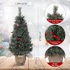 TackView Pre-Lit Christmas Tree, Mini Christmas Tree with 78 Led Lights Cloth Bag Base & Pine Cones & Red Berries, Xmas Decorations - 4 of 4