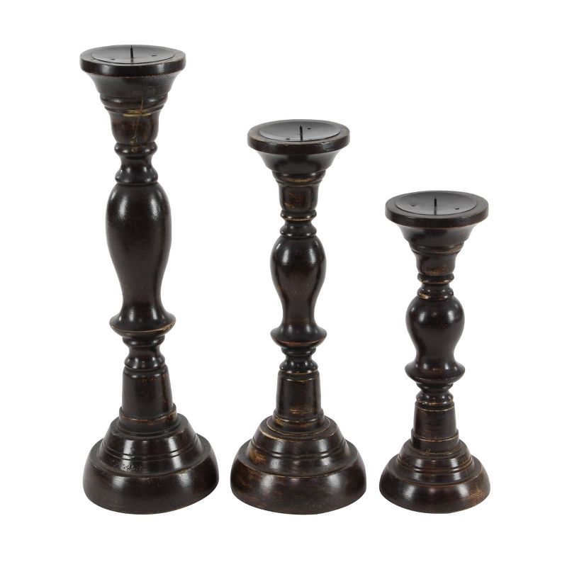 Set of 3 Classic Style Wooden Candle Holders - Olivia &#38; May, 4 of 22