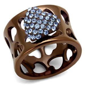 Slickblue Women's Heart Cut-Out Ring, Brown, Aquamarine Heart Cluster, Coffee IP Finish, Stainless Steel, Sizes 5–10 - 1 of 4