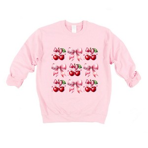 Simply Sage Market Women's Graphic Sweatshirt Coquette Pink Cherry Chart - 1 of 4