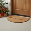 HomeRoots 24" X 36" Brown And Black Christmas Merry and Bright Semi Circle Outdoor Coir Door Mat - 2 of 4
