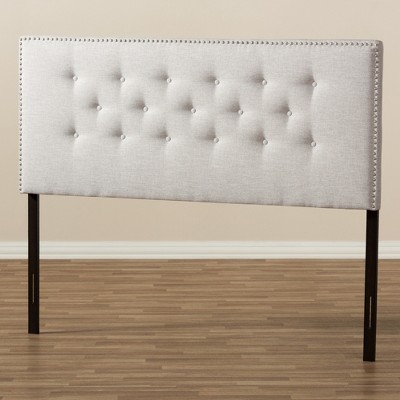 Beige Tufted Upholstered Queen Headboard with Wood Frame