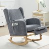 Hyleory Chenille Rocking Chair Rocker With Retractable Footrest, Solid Wood Leg, Long Non-Slip Pad, Lumbar Support And Side Pocket - 2 of 4