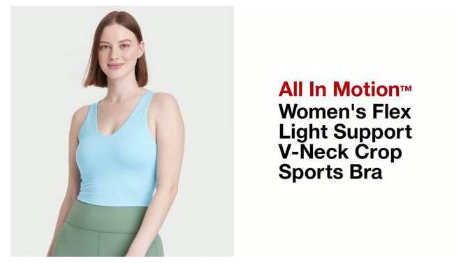 Women's Flex Light Support V-Neck Cropped Sports Bra - All In Motion™, 2 of 7, play video