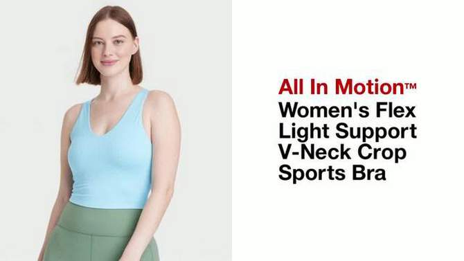 Women's Flex Light Support V-Neck Crop Sports Bra - All In Motion™, 2 of 7, play video