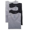 Fruit Of The Loom 4Pk Men's Stay Tucked V-Neck Cotton T-Shirt Cotton No Tag Black/Grey Combo - 4 of 4