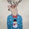 18"x18" Hipster Reindeer Embroidered Lights Square Throw Pillow - Edie@Home: Festive Decorative Cushion, Plush, Zippered - 2 of 4