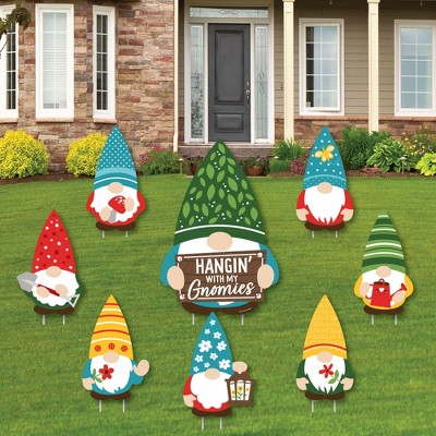 Big Dot of Happiness Garden Gnomes - Yard Sign and Outdoor Lawn Decorations - Forest Gnome Party Yard Signs - Set of 8