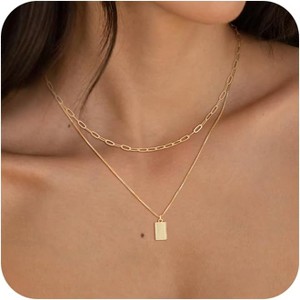 Layered Necklace Set for Women, 14K Gold/Silver Plated Multi-Pendant & Chain Collection - 1 of 4