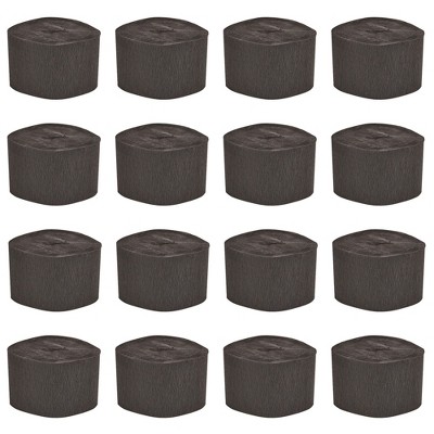 Juvale 16-Pack Crepe Paper Streamer Rolls for Wedding, Party, Black, 1.5" Wide, 78.7 ft
