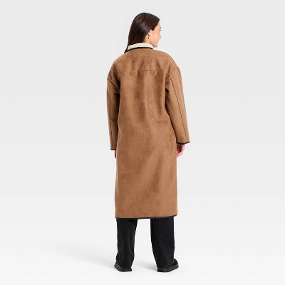 Women's Faux Suede Long Coat - Universal Thread' Tan - image 2