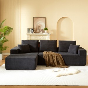 Modular Corduroy Sectional Sofa with Chaise Lounge,  Modern Oversized Convertible Cloud Couch with Deep Seats for Living Room – The Pop Home - 1 of 4