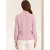 Allegra K Women's Business Casual Stand Collar Chiffon Long Sleeve Blouse - 3 of 4