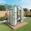 Gulches 6x4 FT Raised Base Polycarbonate Greenhouse Heavy Duty Aluminum Walk in Windproof All Season with Anchor Drainage Outdoor Backyard Green - 4 of 4