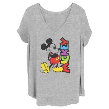 Junior's Women Mickey & Friends Retro Character Name T-Shirt