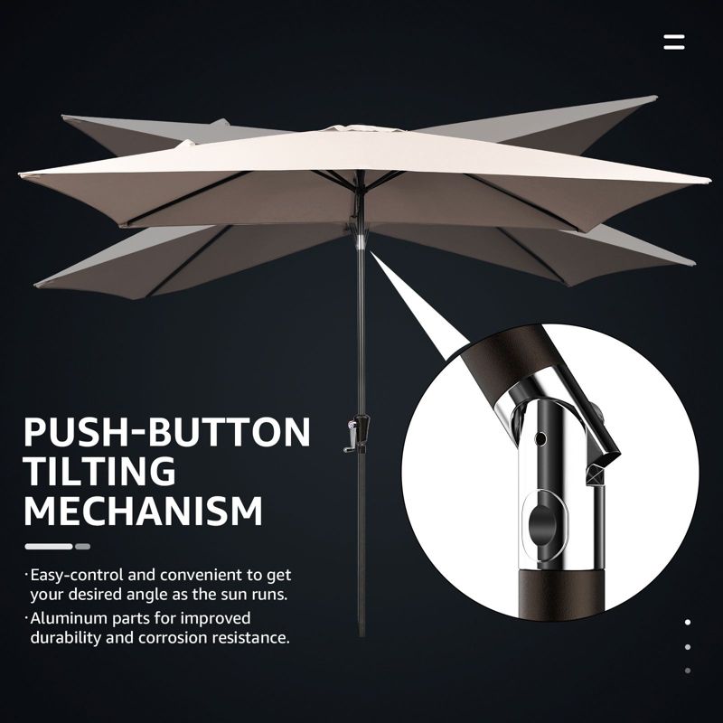 HYLEORY Le 10' x 6' 5" Rectangular Market Umbrella, 5 of 6