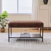 Kumasinova 30.7"W 2-Tier Fluffy Faux Fur Coffee Table Ottoman Bench for Living Room,Elegant Accent Bench with Pine Wood Shelf,275lbs Max - 2 of 4