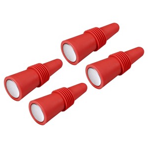 Unique Bargains Silicone Unbreakable Reusable Beverage Wine Caps 4 Pcs - 1 of 3