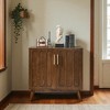 Mid Century Modern Fluted Sideboard Cabinet with Adjustable Shelves, Solid Wood Legs, Buffet Storage Cabinet for Living Room, Dining, Entryway - 2 of 4