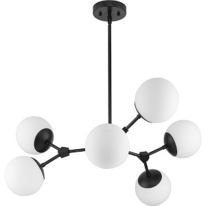 Progress Lighting Haas 6-Light Chandelier, Matte Black, Etched Opal Glass Globes, Design Series - 1 of 1