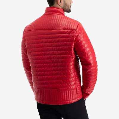 X RAY PU Quilted Jacket With Faux Shearling Lining in RED Size M — фото 2