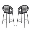 42''H Outdoor Armless Height Bar Stools Set of 2,Wicker Patio Barstool with Footrest,Metal Woven Back Bar Chairs for Garden,Balcony-Coolbibila - 3 of 4