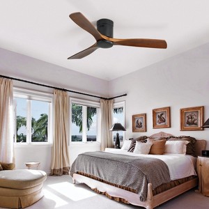 GDFStudio Zane 52" Modern Reversible DC Motor Ceiling Fan with Remote Control and 3 Solid Wooden Blades - 1 of 4