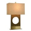 Modern Faux Wood Antique Table Lamp Brass Finish - StyleCraft: 30" Height, Rectangle Shade - 2 of 4
