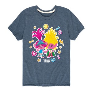 Boys' - Trolls - Poppy and Viva Stickers Short Sleeve Graphic T-Shirt - 1 of 4