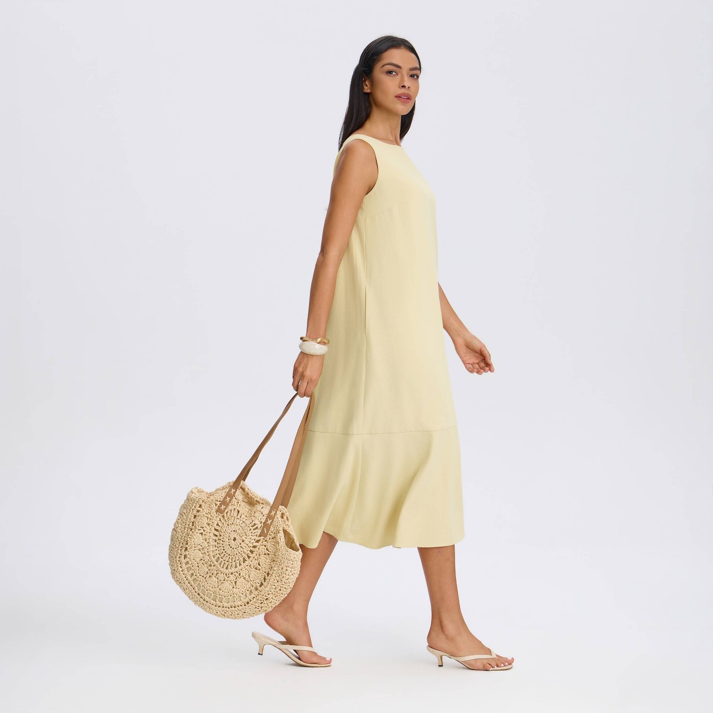 Женское платье A New Day Back Tie Ruffle Hem Midi A-Line, цвет: Светлый жёлтый — фото 2