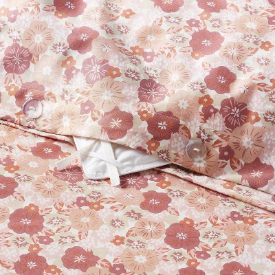 Twin/Twin XL Cotton Floral Sateen Duvet Cover and Sham Set
