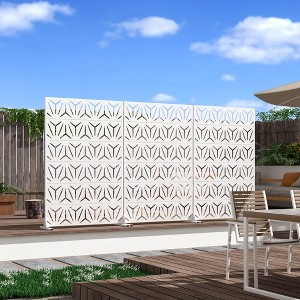 46.8in.W x 71.37in.H White Galvanized Sheet Outdoor Private Screen Decorative Art Panel - 1 of 4
