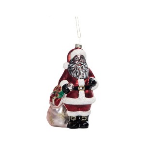 Transpac Glass 6.13 in. Multicolor Christmas Gifts in Bag Santa Ornament - 1 of 2