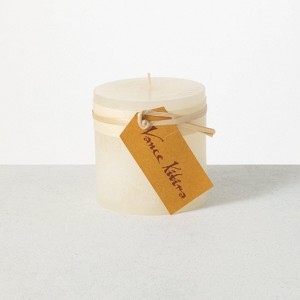 Vance Kitira 4.25" Melon White Timber Pillar Candle ,Scentless, Clean-Burning, Environmental Friendly - 1 of 2
