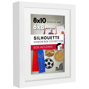 Americanflat 8x10 Shadow Box Frame with Shatter-Resistant Glass - Use as 6x8 Frame with Mat or 8x10 Frame Without Mat - White - 1 of 4