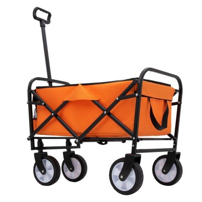 Grungis 3-in-1 Folding Wagon for Camping,Rolling Cart with All-Terrain Wheels,Dual-Layer Storage Beach Wagons for Camping Shopping