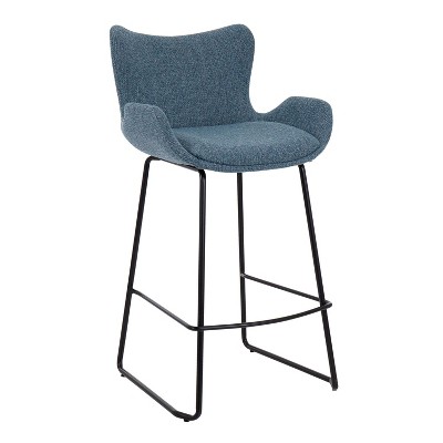 Tara Modern Blue and Black Metal Counter Stool - Set of 2