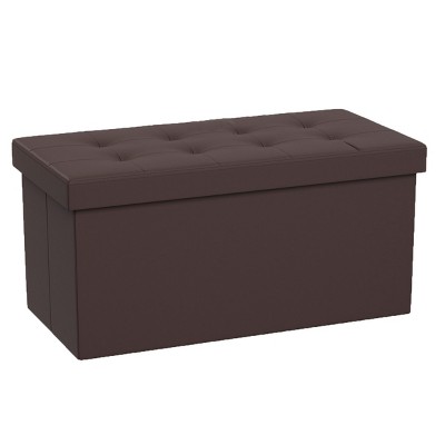 Hastings Home 30" Folding Storage Bench Ottoman With Removable Bin - Brown