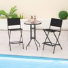 Tangkula Folding Bar Stools Set of 4 Patio Sling Chairs w/ Backrest Humanized Footrest Black - 3 of 4