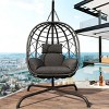 Foldable Rattan Hammock Chair,PE Rattan Hammock Chair with Cushion for Indoor Outdoor,Hanging Hammock Chair for Patio Balcony Garden-Coolbibila - 2 of 4