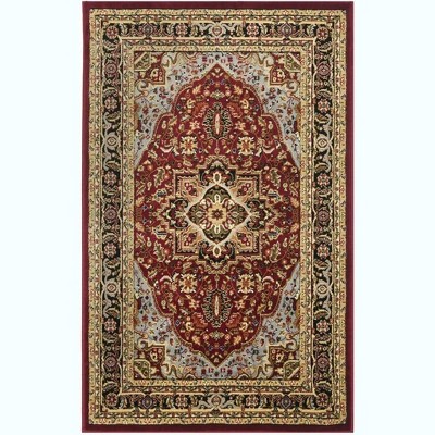 Lyndhurst Red and Black Floral Synthetic Area Rug 3'3" x 5'3"