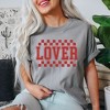 Simply Sage Market Women's Lover Distressed Checkered Short Sleeve Garment Dyed Tee - 2 of 3