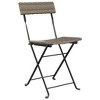 vidaXL Folding Bistro Chair Set of 2 Grey Poly Rattan, Powder-Coated Steel - 3 of 4